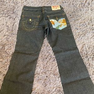 True Religion men’s jeans with Tiger embroidery. Dark blue. 36 waist. 33 inseam